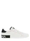Dolce & Gabbana Portofino Leather Sneakers With Rubberized Logo Shoes In White