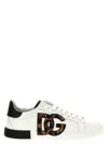Dolce & Gabbana White Low Top Sneaker With Animal-motif Logo In Leather Woman