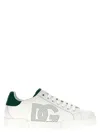 Dolce & Gabbana White And Black Leather Sneakers In White