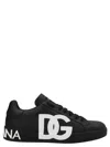 Dolce & Gabbana Portofino Sneakers In Black Calf Leather With White Logo
