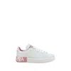 Dolce & Gabbana Portofino White And Pink Low Top Sneakers With Logo In Leather Woman In White