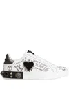 Dolce & Gabbana Portofino Calfskin Sneakers In White