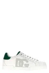 Dolce & Gabbana White And Black Leather Sneakers In White