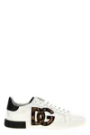 Dolce & Gabbana White Low Top Sneaker With Animal-motif Logo In Leather Woman