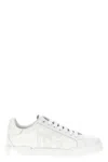 Dolce & Gabbana Women Portofino Low-top Leather Sneakers With Lateral Monogram In White