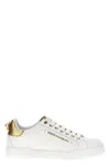 Dolce & Gabbana Portofino White Sneaker With Logo And Metallic Inserts In Leather Woman