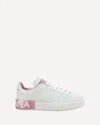 Dolce & Gabbana Portofino White And Pink Low Top Sneakers With Logo In Leather Woman In White