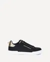Dolce & Gabbana Black Low Top Sneakers With Logo Lettering On The Tongue And Logo Detail On The Heel In Leather Woma In Multi