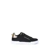 Dolce & Gabbana Black Low Top Sneakers With Logo Lettering On The Tongue And Logo Detail On The Heel In Leather Woma In Multi