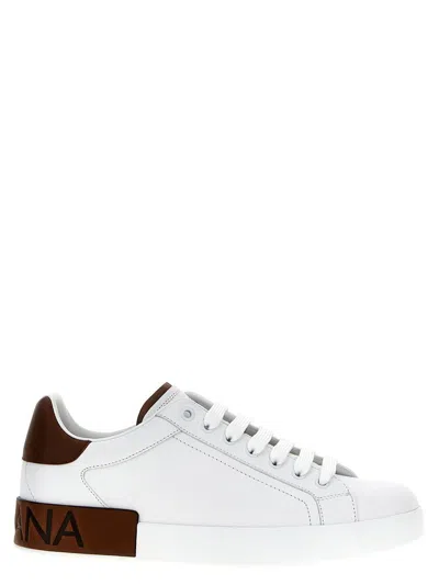 Dolce & Gabbana Leather Sneakers With Contrasting Heel Tab In Red