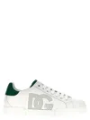 Dolce & Gabbana White And Black Leather Sneakers In White