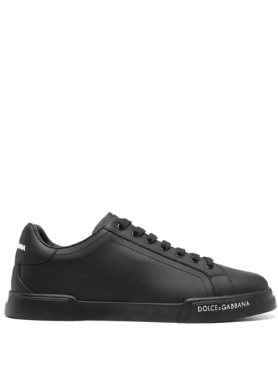 Dolce & Gabbana Round-toe Low-top Casual Shoes In Black
