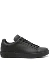 Dolce & Gabbana 'portofino' Black Low Top Sneakers With Logo Lettering Detail In Black