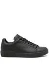 Dolce & Gabbana 'portofino' Black Low Top Sneakers With Logo Lettering Detail In Black
