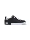 Dolce & Gabbana Portofino Sneakers In Nappa Calfskin With Cushioned Footbed In Black