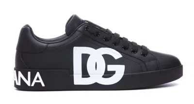 Dolce & Gabbana Portofino Logo-print Sneakers In 8b956 Black/black