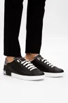 Dolce & Gabbana Portofino Sneakers In Black Leather With Silver Inserts Dolce E Gabbana In Black