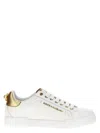 Dolce & Gabbana Sneakers Portofino In Pelle Bianca E Oro Dolce E Gabbana In Gold