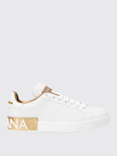 Dolce & Gabbana Calfskin Portofino Sneakers For Women In White