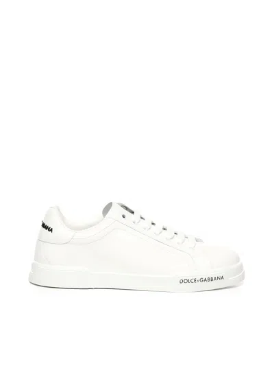 Dolce & Gabbana Portofino Sneakers In Nappa Calfskin In White