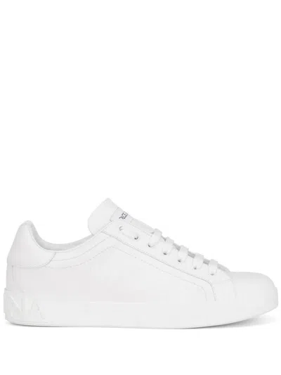 Dolce & Gabbana Portofino Trainers In White Calfskin Leather