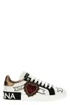 Dolce & Gabbana Calfskin Portofino Sneakers With Embroidery In Multi