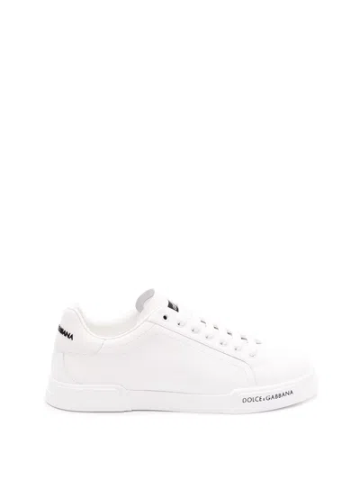 Dolce & Gabbana Leather Portofino Sneakers In White