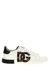 Dolce & Gabbana White Low Top Sneaker With Animal-motif Logo In Leather Woman