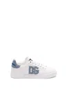 Dolce & Gabbana White Low-top Sneakers With Logo And Blue Tongue In White
