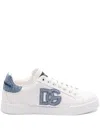 Dolce & Gabbana White Low-top Sneakers With Logo And Blue Tongue In White