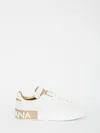 Dolce & Gabbana Portofino White And Gold Low Top Sneakers With Logo In Leather Woman In White