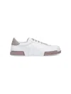Dolce & Gabbana Portofino Yatch Sneakers In Calfskin Color White And Dove Grey In Red