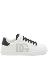 Dolce & Gabbana Portofino' White Low Top Sneakers With Perforated Logo In Leather In White
