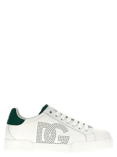 Dolce & Gabbana Portofino Light Sneakers In Black And White Leather