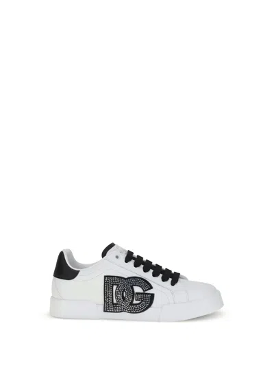 Dolce & Gabbana Portofino Leather Sneaker In White