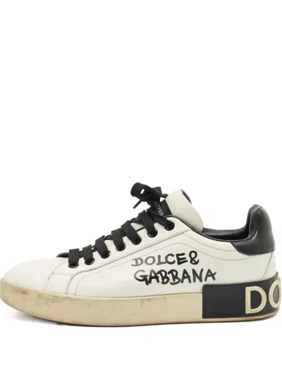 Pre-owned Dolce & Gabbana Portofino Sneakers In White