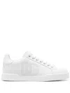 Dolce & Gabbana Women Portofino Low-top Leather Sneakers With Lateral Monogram In White