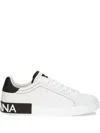 Dolce & Gabbana Portofino Leather Sneakers With Rubberized Logo Shoes In White