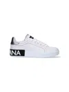 Dolce & Gabbana Women Portofino White Leather Sneakers With Logo In White