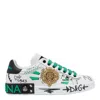 Dolce & Gabbana Portofino Leather Sneakers With Applied Studs In White