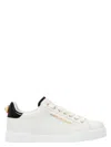 Dolce & Gabbana White Low Top Sneakers With Logo Lettering On The Tongue And Logo Detail On The Heel In Leather Woma In White/black