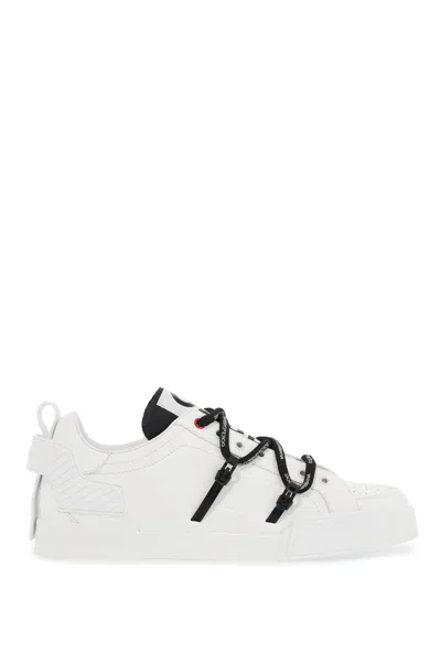 Dolce & Gabbana Portofino Sneakers With Maxi Logo Print In White