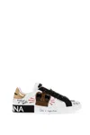 DOLCE & GABBANA PORTOFINO SNEAKERS WITH PATCHES AND EMBROIDERY