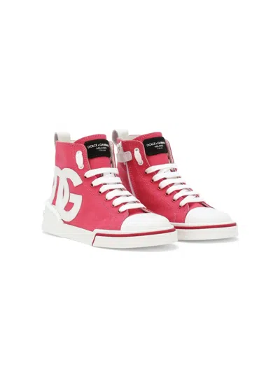 Dolce & Gabbana Kids' Portofino Space High-top Sneakers In Pink