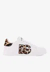 Dolce & Gabbana Portofino Strobel Leather Sneakers In White