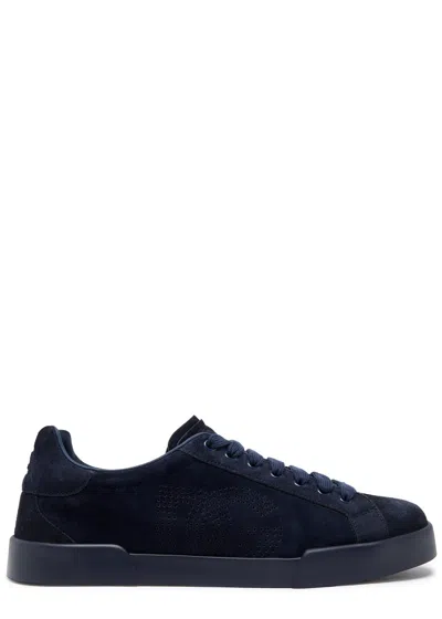Dolce & Gabbana Portofino Suede Sneakers In Navy