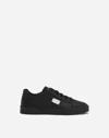 Dolce & Gabbana Portofino Vintage Calfskin Sneakers In Black
