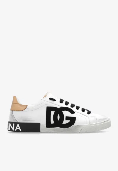 Dolce & Gabbana Portofino Vintage Low-top Sneakers In White
