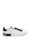 Dolce & Gabbana Portofino Leather Sneakers With Rubberized Logo Shoes In White