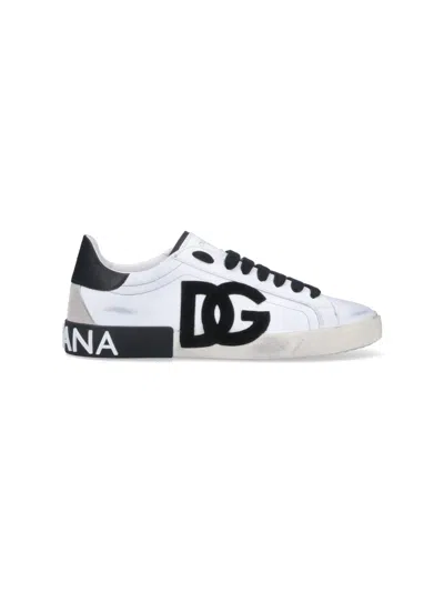 Dolce & Gabbana Portofino Vintage Sneakers In White